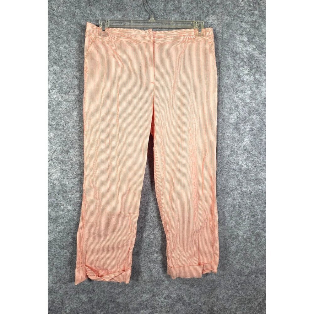 Real Clothes Women's Casual Pants Peach and white stripes cropped Size 12